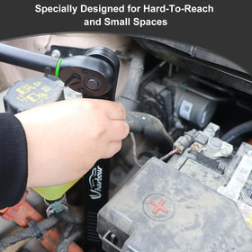 Compact 15.4 inch length fits narrow work areas
