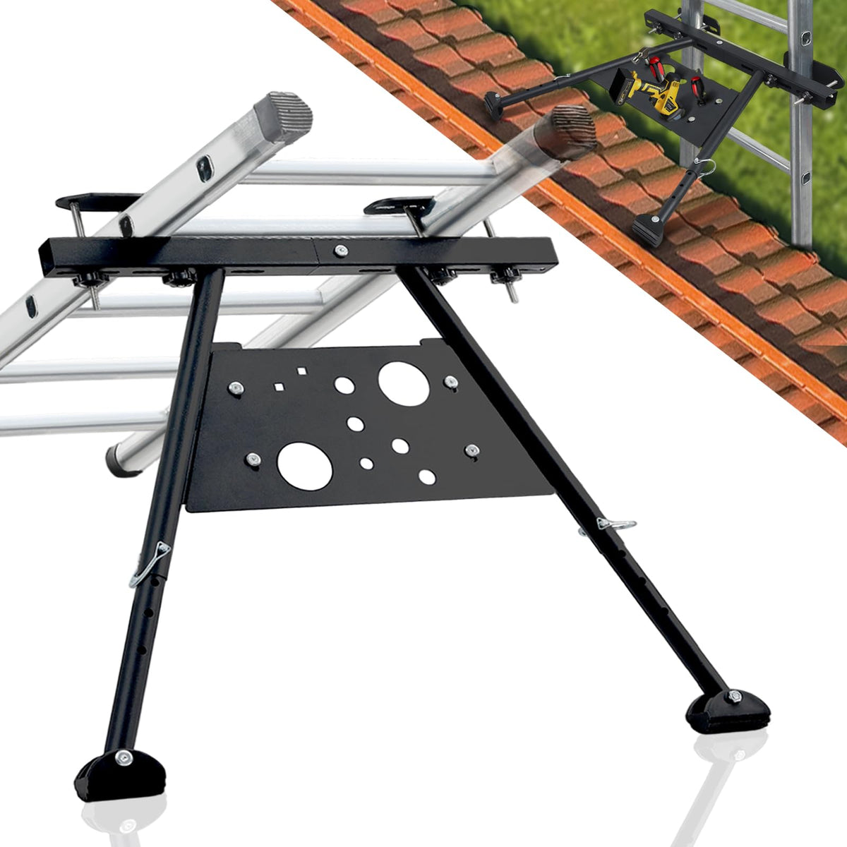 UIABOPZ ladder stabilizer extended length enables stable rooftop work