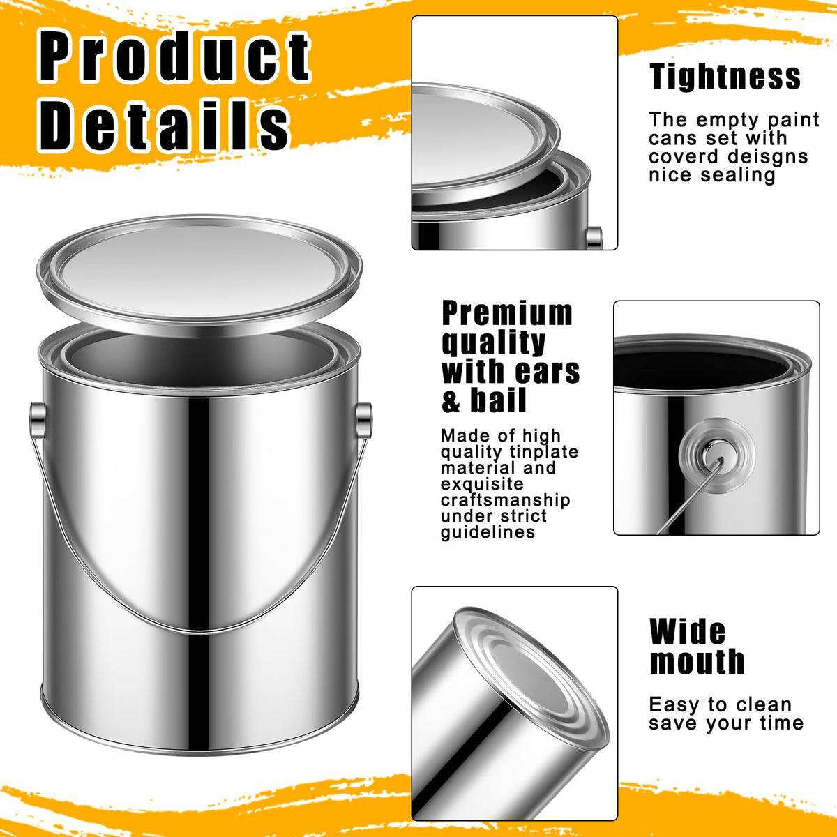 Uiifan leakproof lid on metal paint can prevents spills.