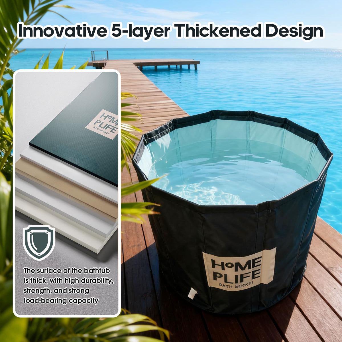 UINERAGI bath tub folded dimensions demonstrate ultra-compact storage in small spaces