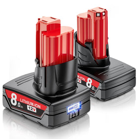 Uionvot 2-pack 8000mAh 18V battery with LED indicator for Makita tools, offering long runtime.