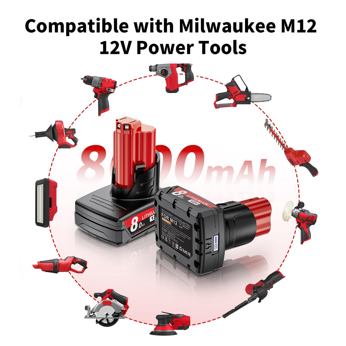 Uionvot 18V battery with high capacity supports over 1000 recharge cycles.