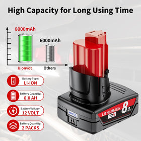 Uionvot 18V battery includes a safety circuit protecting against overload and short circuits.