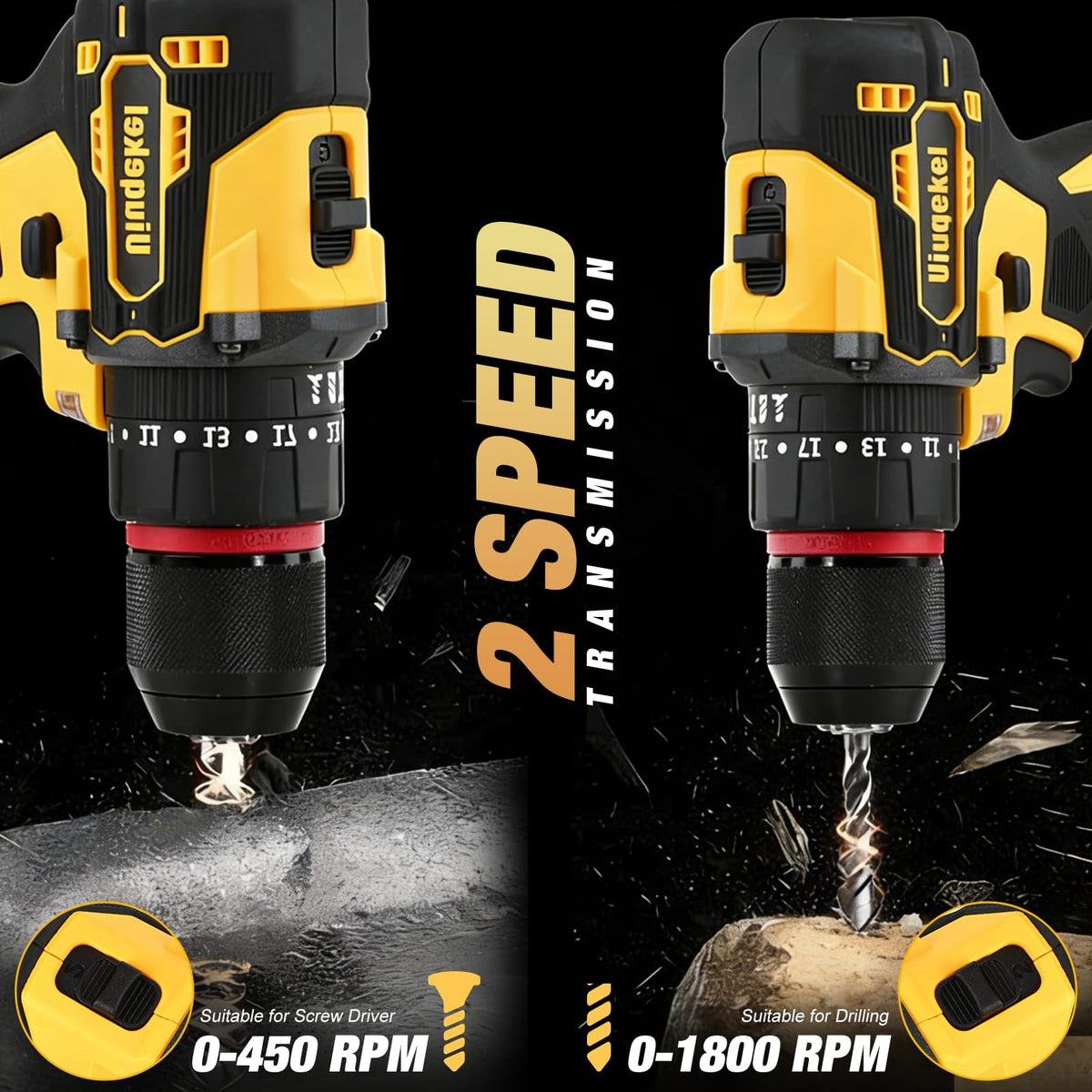 Uiuqekel two-speed-transmission enables versatile drilling and driving control