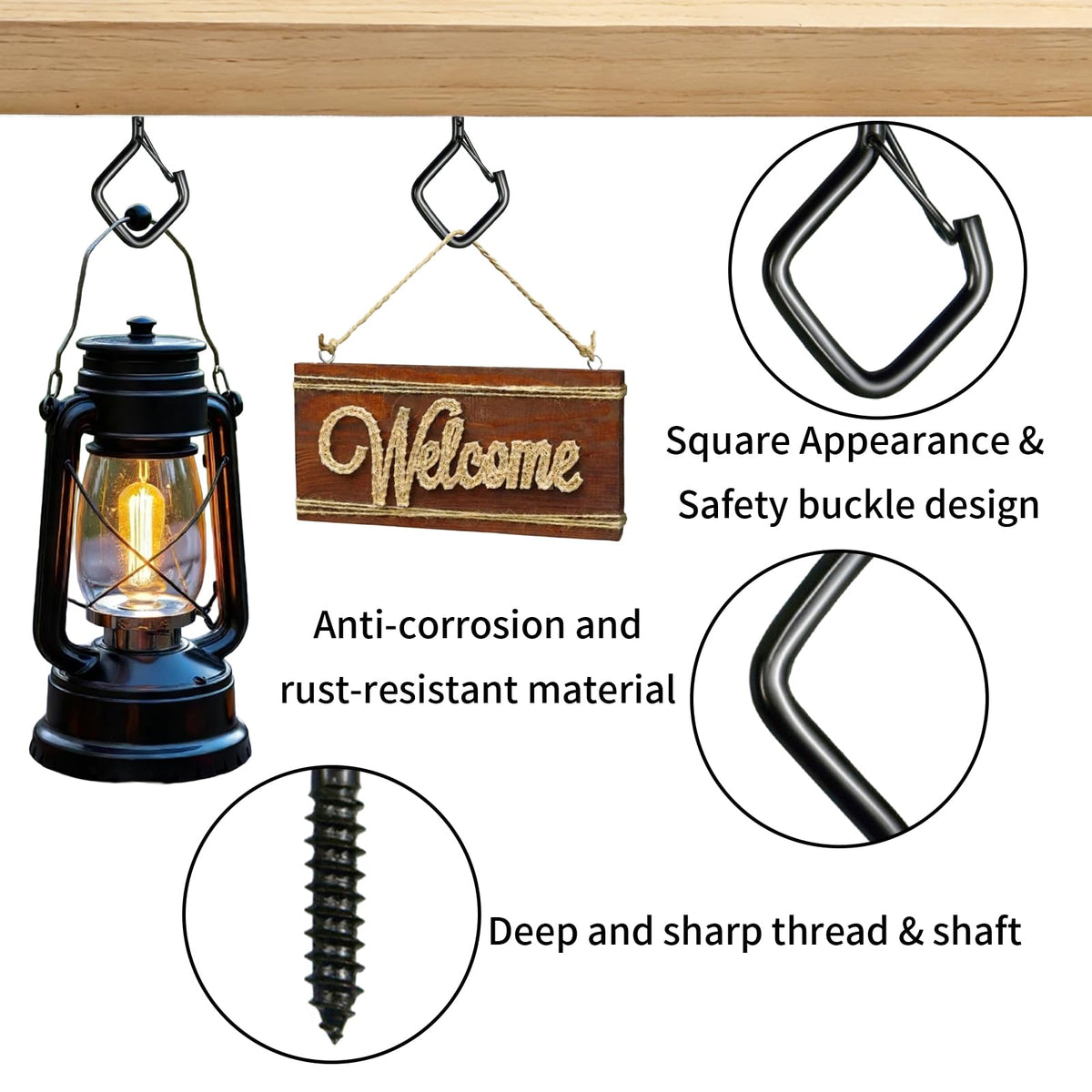 Uiyicil screw-in hook for beams for quick wood ceiling installs