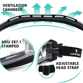 UKNOW Safety Goggles ANSI Z87.1 Certified for reliable eye protection.