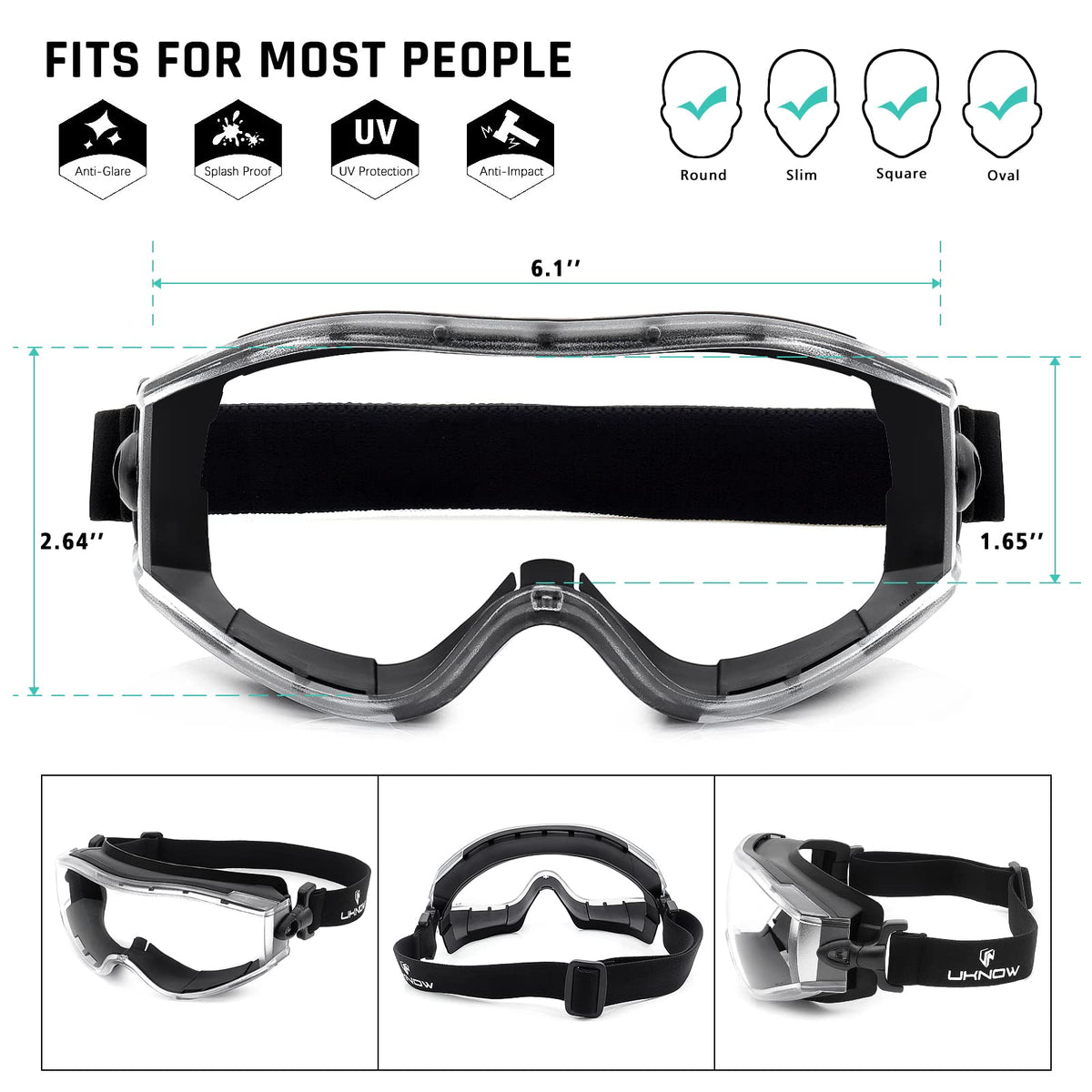 UKNOW Safety Goggles Ideal for Lab and Industrial Tasks.
