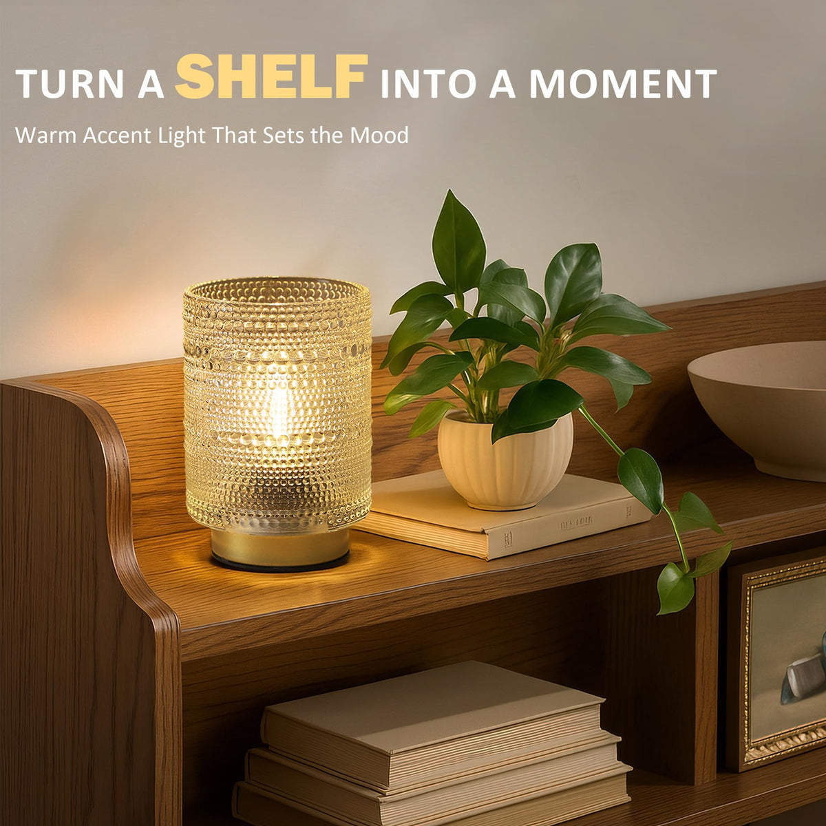 ULAROOM compact bedside lamp with timer on nightstand providing gentle light