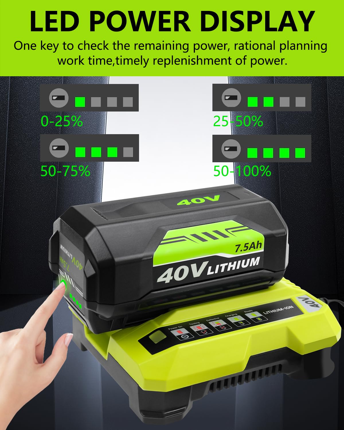 ULATI Ryobi 40V 7.5Ah two-pack packaging and contents