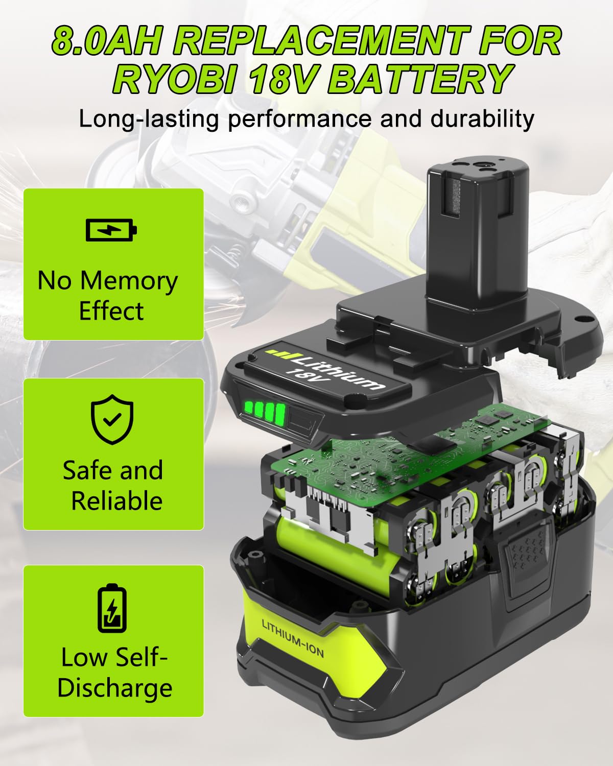 ULATI Ryobi charger compact design enables convenient charging at home.