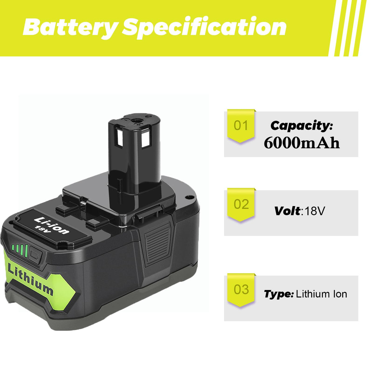 ULDERTRA 6.0Ah battery pack closeup, highlighting high-capacity cells for lasting power