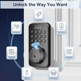 Ulecoce app-controlled smart lock enables remote access and guest code management.