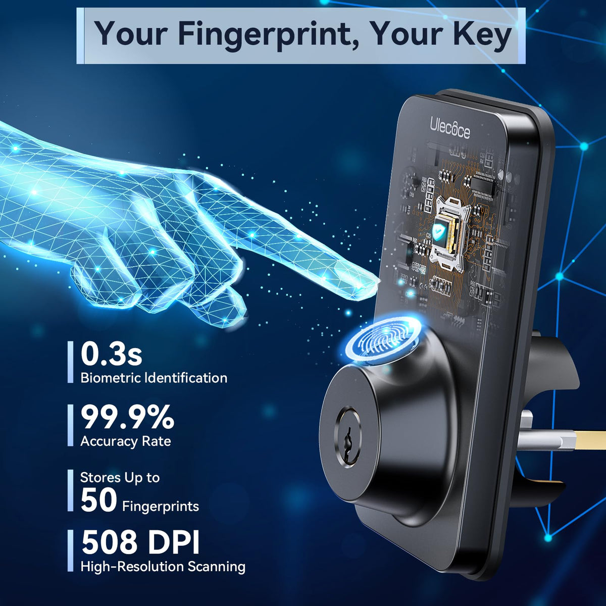 Ulecoce auto-locking function on front door for automatic security after closing.