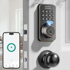 Ulecoce fingerprint deadbolt handle front door for fast secure access.