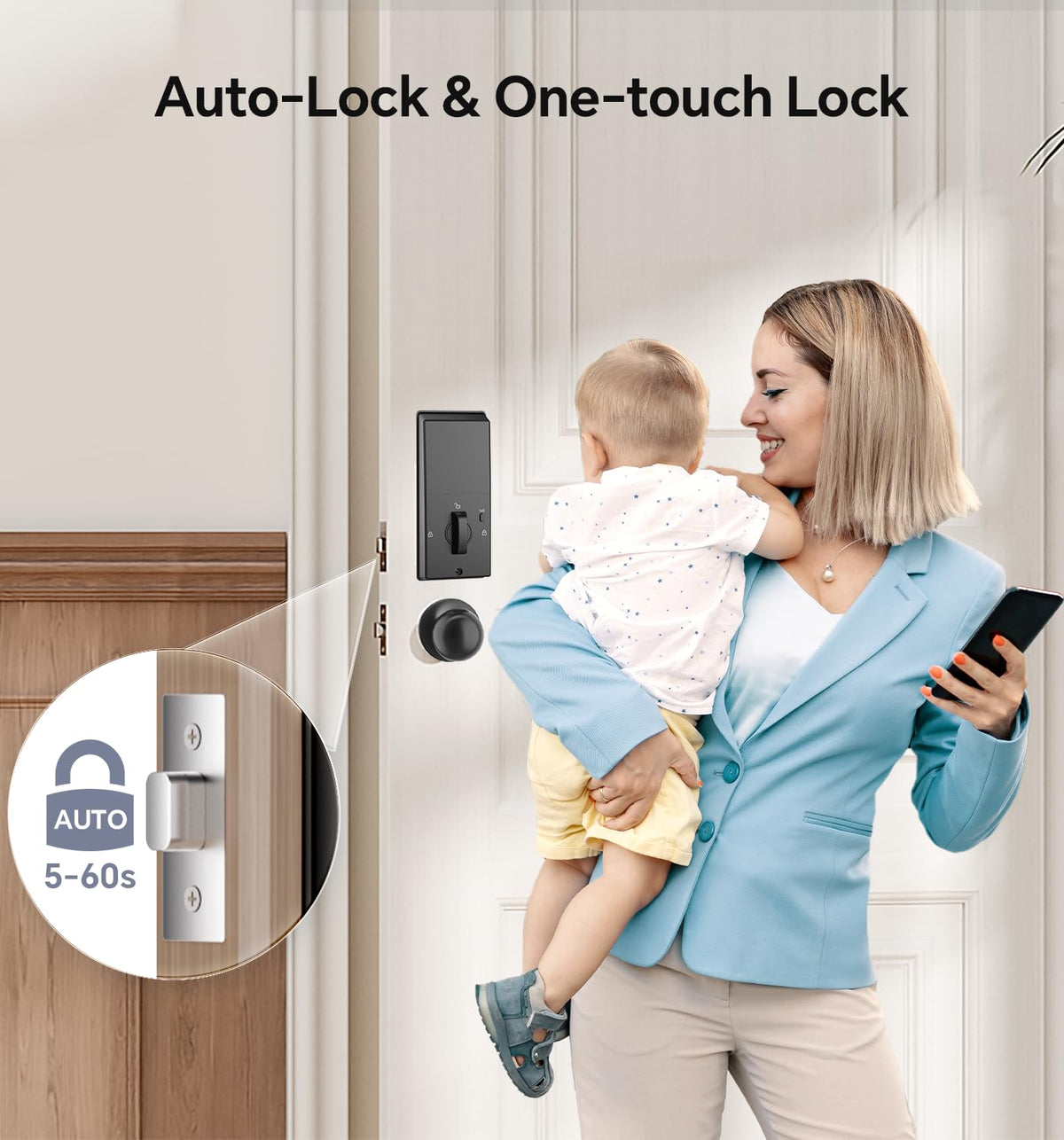 Ulecoce physical key option offers backup entry when needed.