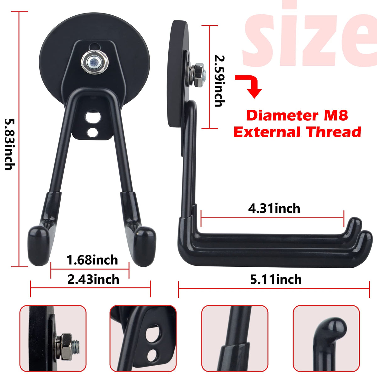 ULIBERMAGNET double-hook neodymium magnet securely holds multiple tools