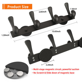 ULIBERMAGNET double-hooks rack magnetic base closeup shows powerful hold on metal surfaces.