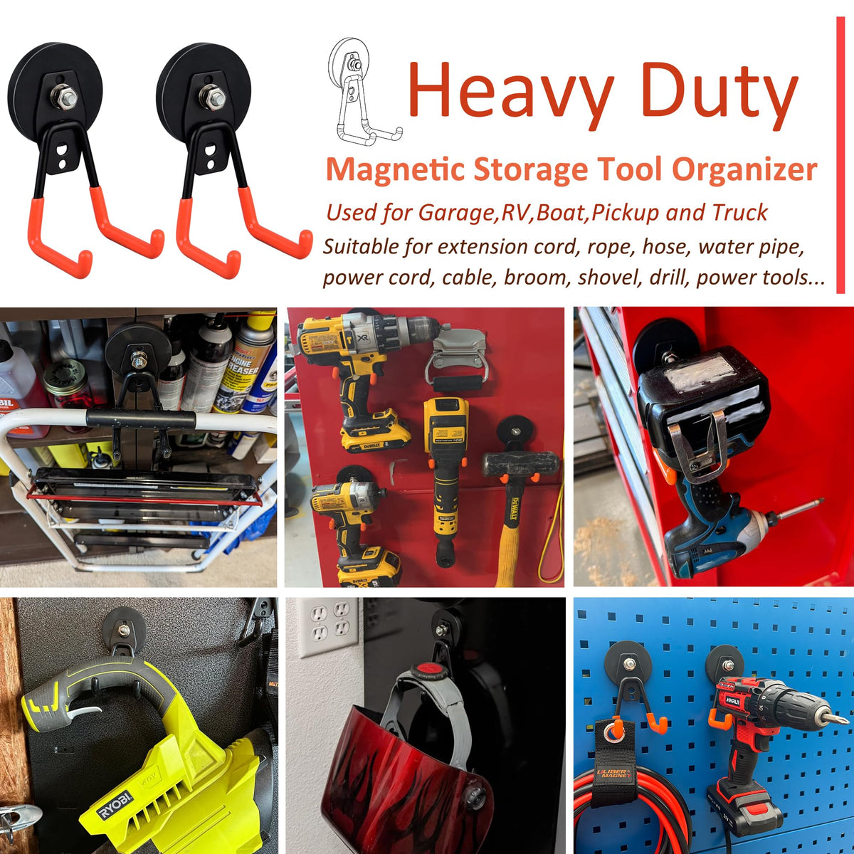 ULIBERMAGNET rubber-coated magnet hook keeps workshops organized and items secure.