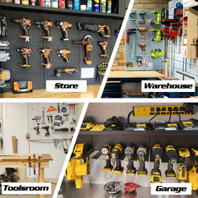 ULIBERMAGNET garage workspace with organized drill and screwdriver storage