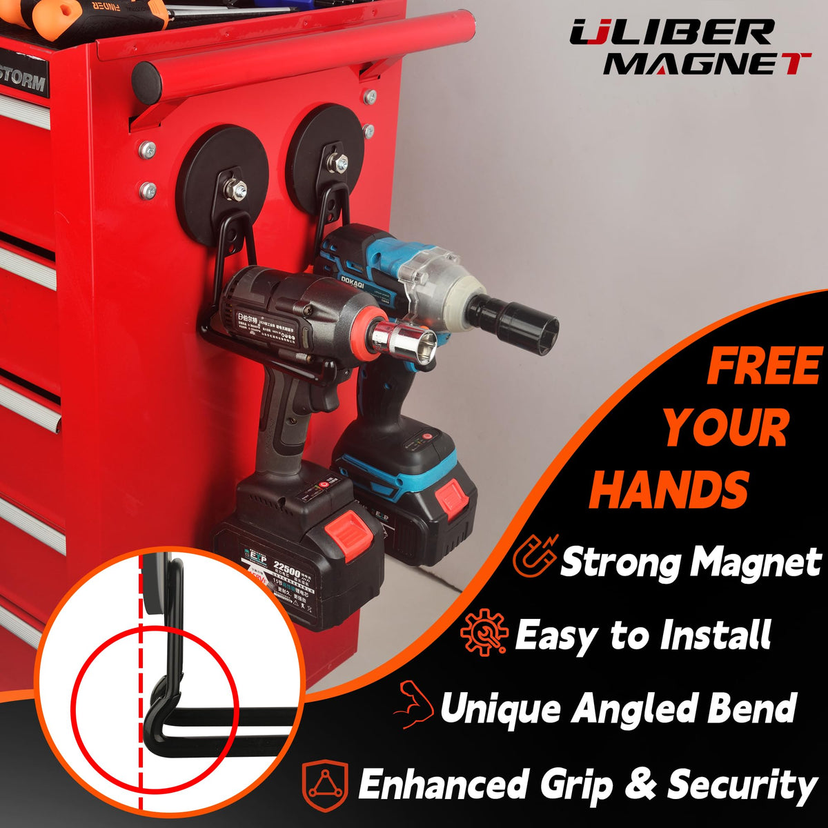 ULIBERMAGNET Giant Hooks magnetic base with rubber wrap reduces scratches