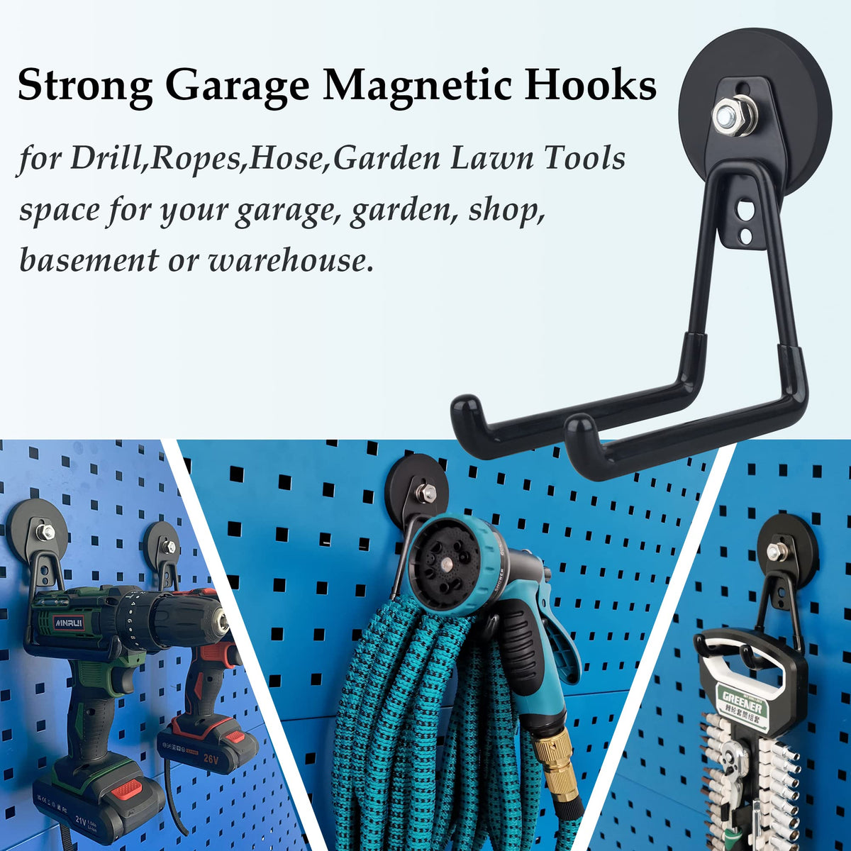 ULIBERMAGNET heavy-duty large hooks create organized space in garage