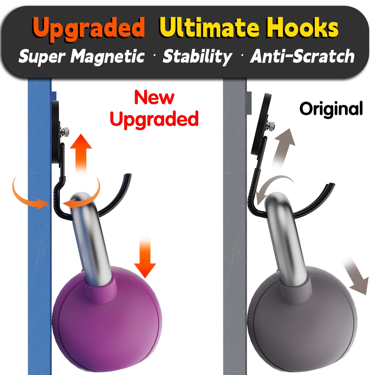 ULIBERMAGNET Heavy-duty magnetic hook organizes garage spaces and tool storage.