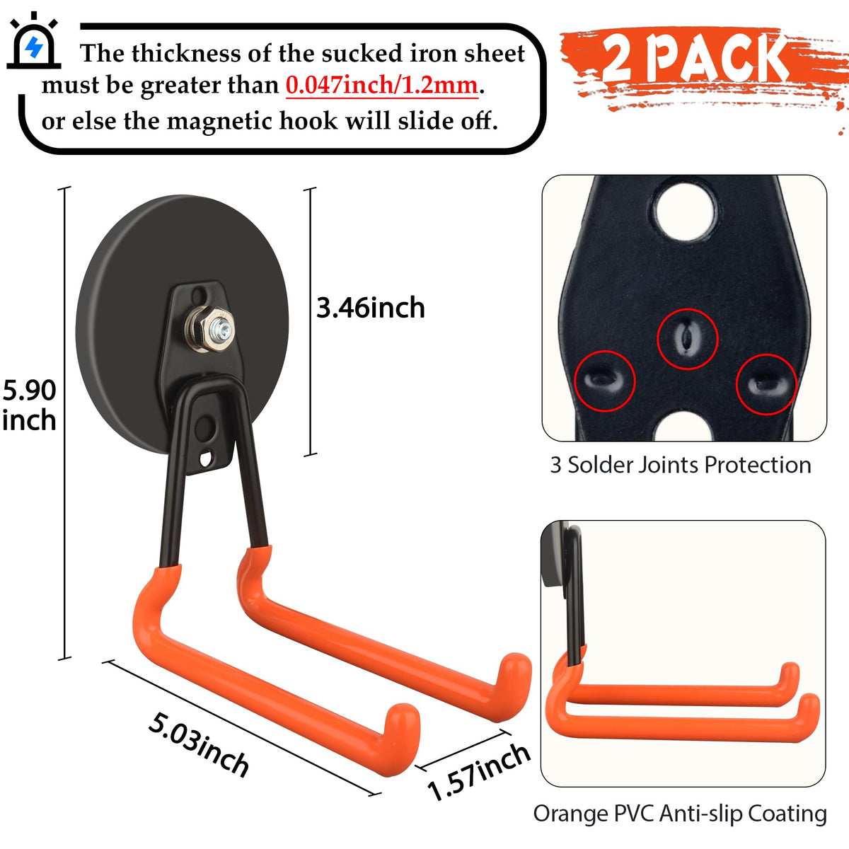 ULIBERMAGNET rubber-coated magnetic hook protects tool surfaces from scratches.