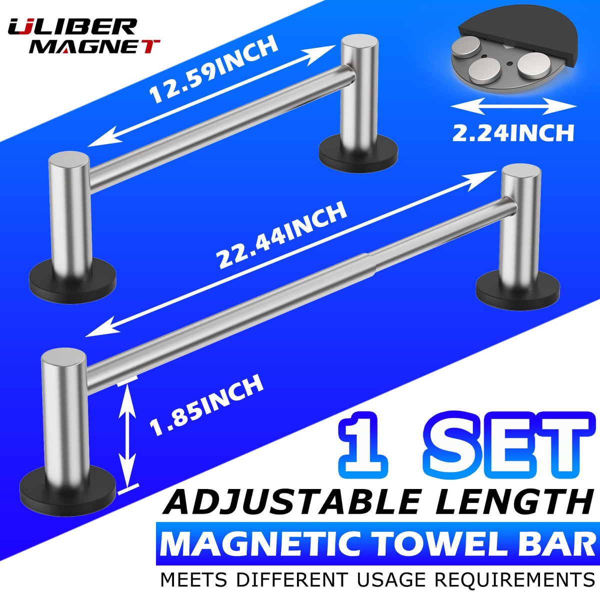 ULIBERMAGNET silver magnetic towel bar mounted on fridge for convenient access