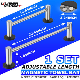 ULIBERMAGNET silver magnetic towel bar mounted on fridge for convenient access