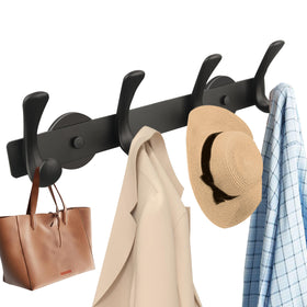 ULIBERMAGNET strong magnetic double hooks rack, front view, helps organize coats and bags.