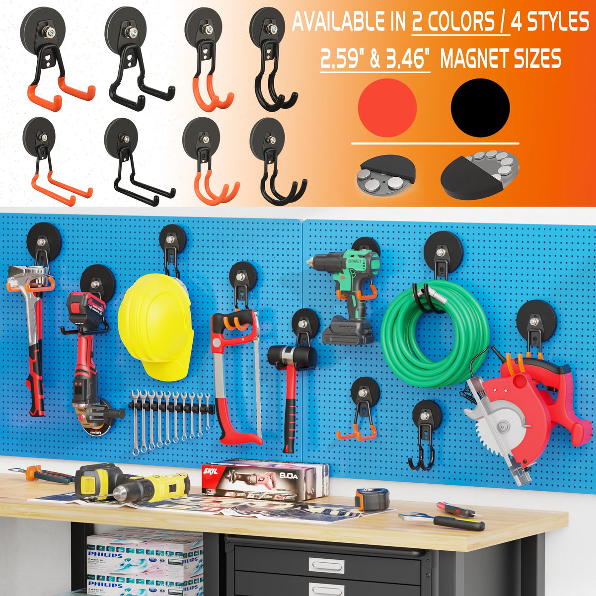 ULIBERMAGNET rubber coating protects surfaces while hanging hoses and ropes.