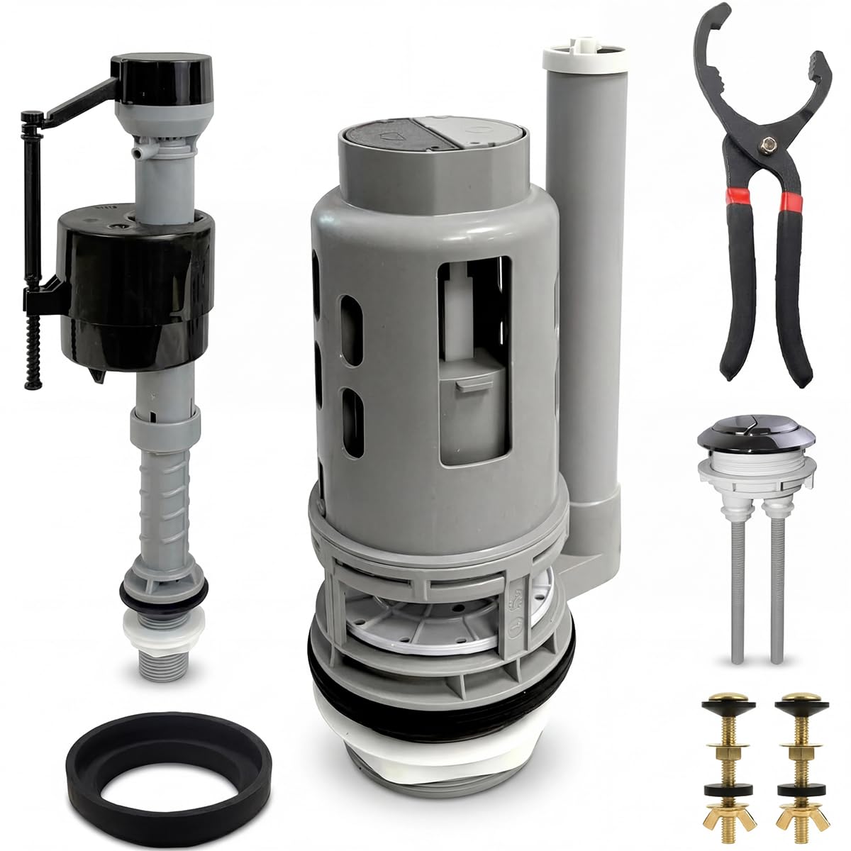 Ulinlo Pouly 3-inch dual-flush valve kit enables efficient water use with full and half flush options.