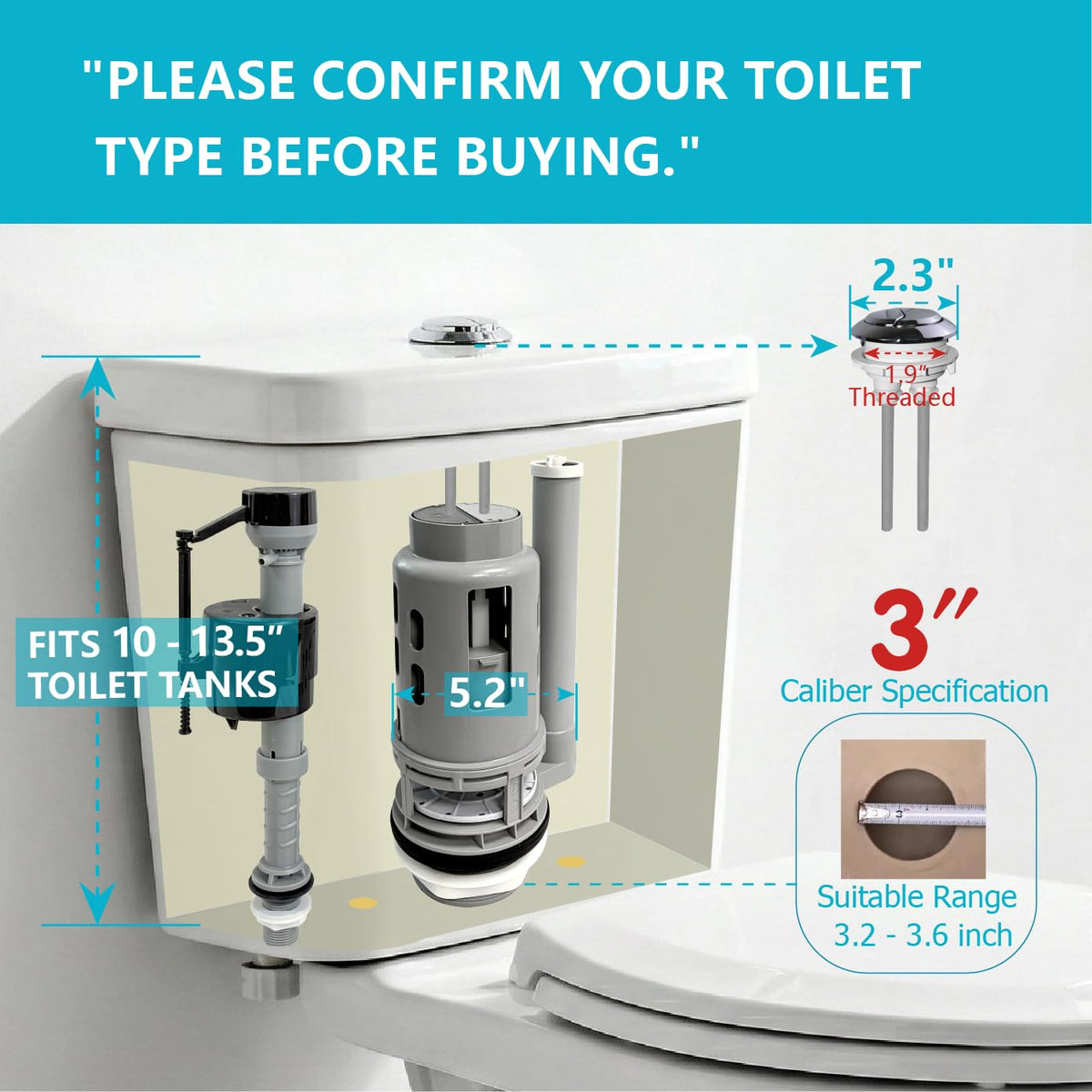Ulinlo Pouly flush valve with fill valve and gasket provides a complete replacement set.