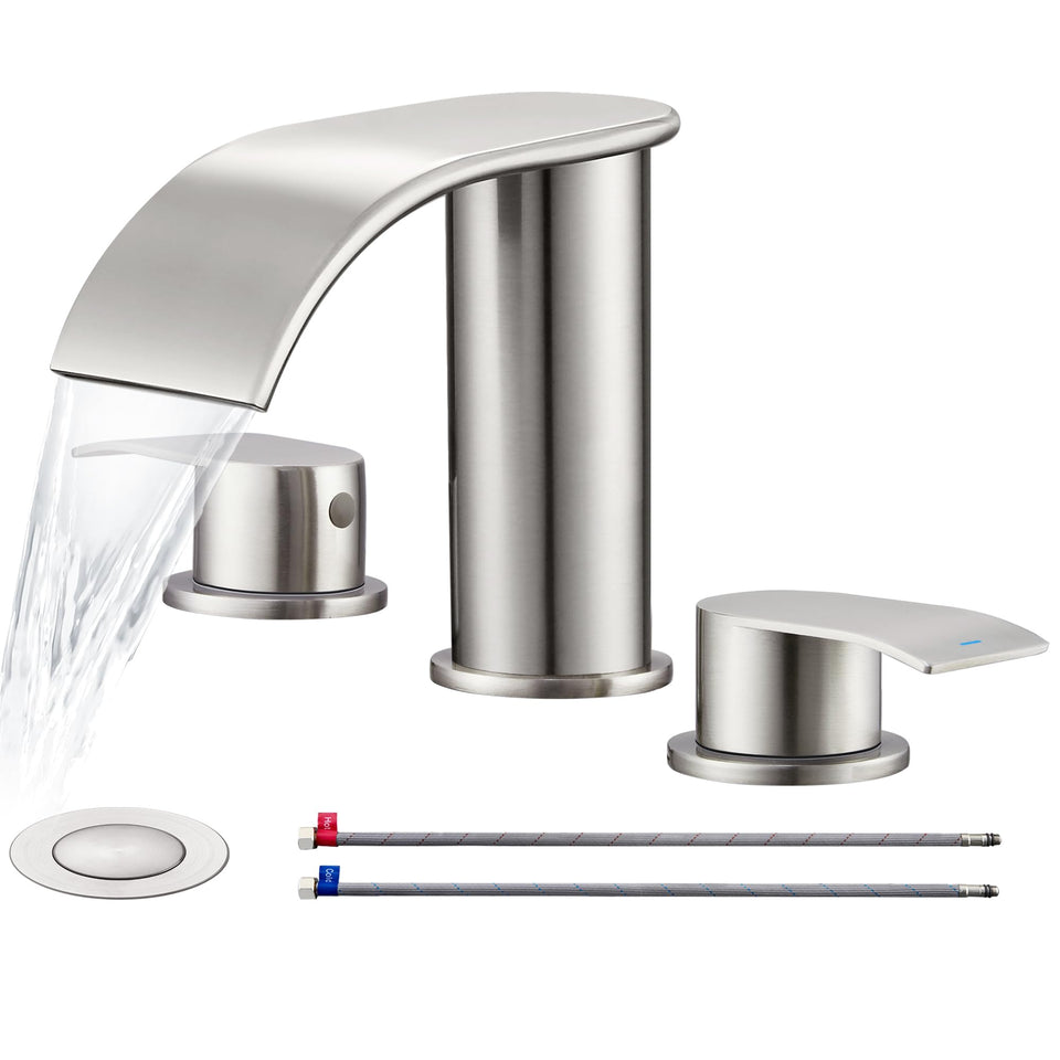 Ultimate Unicorn 8in faucet in brushed nickel, full view for modern bath.
