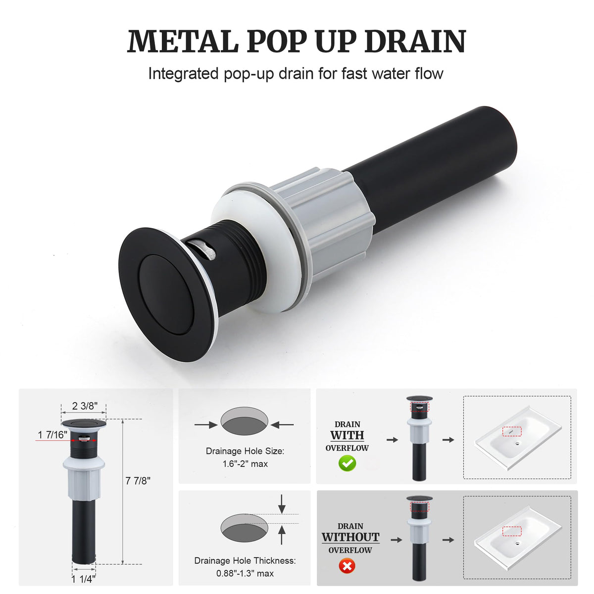 Ultimate Unicorn pop-up drain included for a complete, tidy vanity setup.