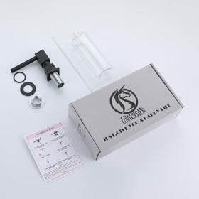 Ultimate Unicorn matte-black dispenser in kitchen counter setup for sleek organization.