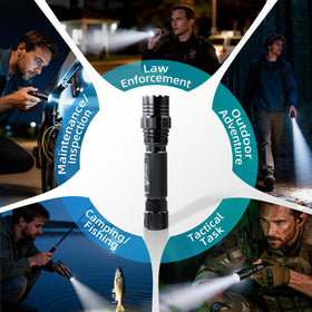 ULTRAFIRE 3-mode flashlight with strobe for signaling and safety.