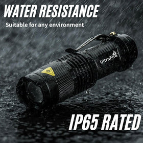 ULTRAFIRE IP6-rated water resistance protects against rain and splashes.