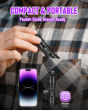 ULTRAFIRE UV Flashlight detects pet stains with UV light assistance