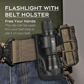 ULTRAFIRE WF-501B PRO holster with 360-degree adjustability enables fast light access