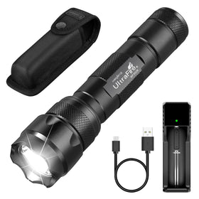 ULTRAFIRE WF-502B tactical flashlight angle view for outdoor visibility