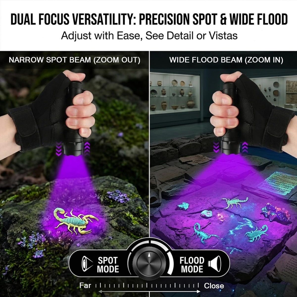 ULTRAFIRE WF-502B zoom focus yard view enables wide-area scanning