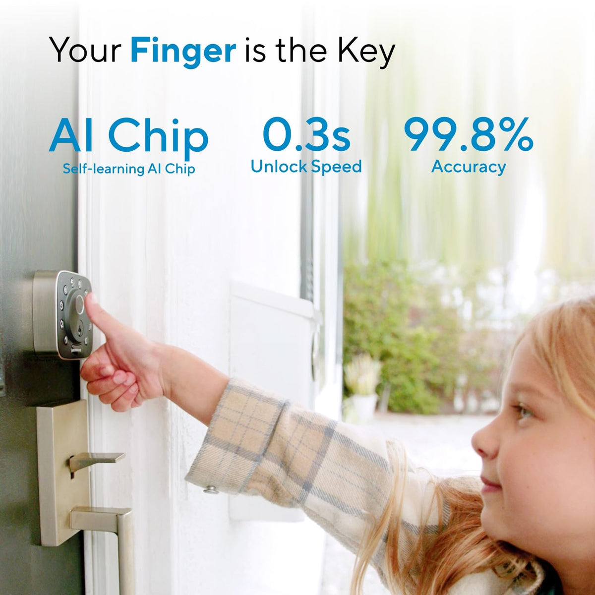 ULTRALOQ Bolt fingerprint ID entry supports convenient access for family and guests.