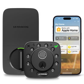ULTRALOQ Bolt front view with fingerprint lock and touchpad