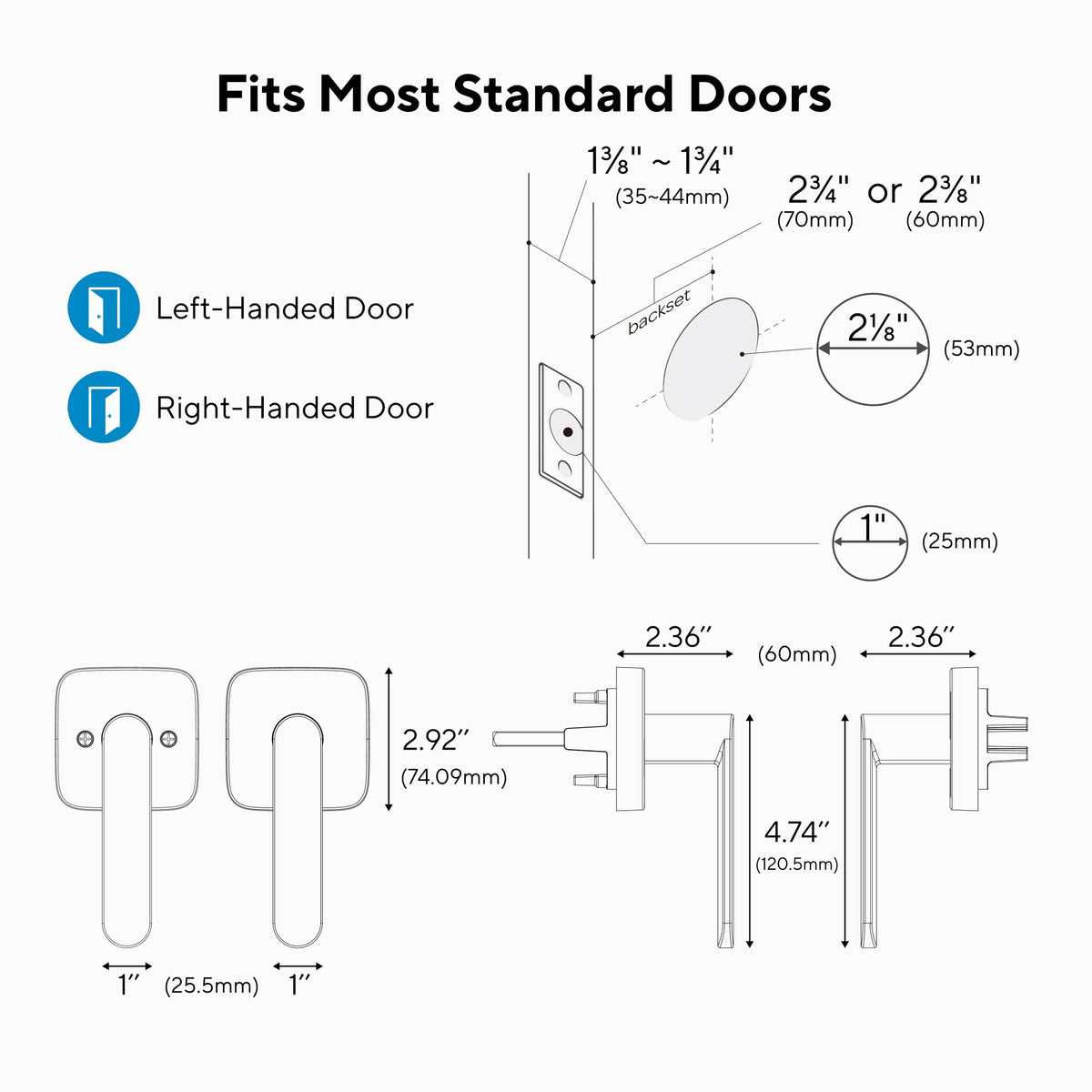 ULTRALOQ hallway/closet lever ideal for keyless passage