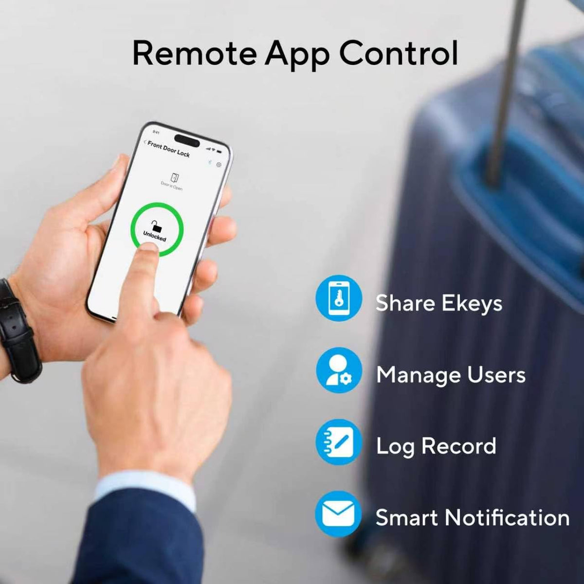 ULTRALOQ Latch 5 app remote control for smartphone access management.