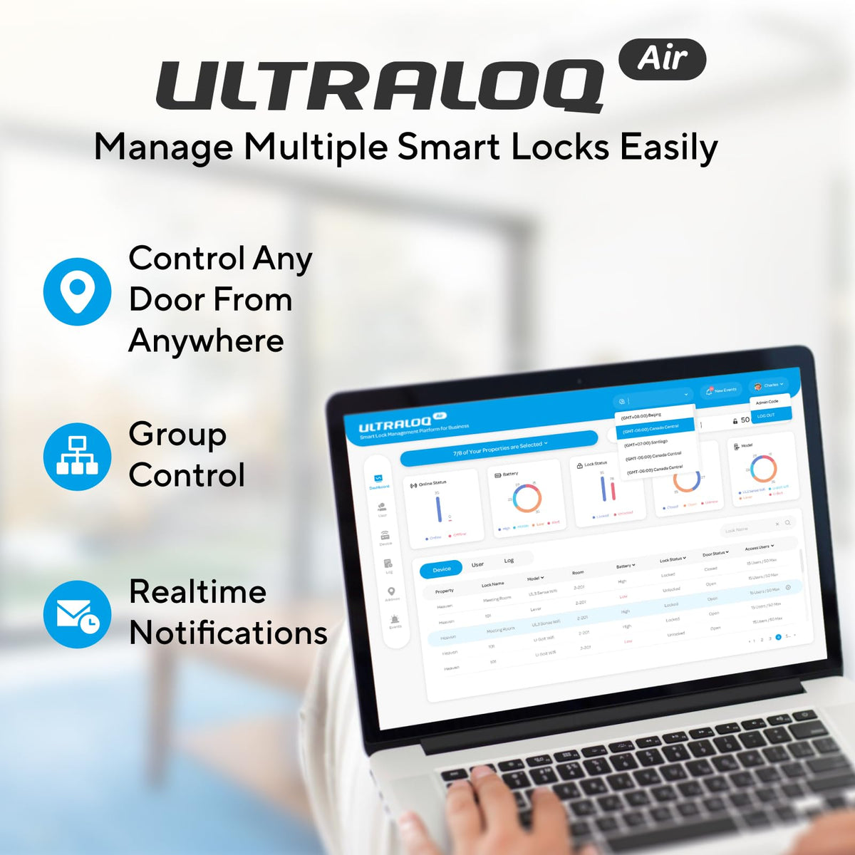 ULTRALOQ Latch 5 auto-lock feature keeps doors secure.