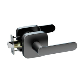 ULTRALOQ passage lever door handle with matte black finish for a seamless front door look