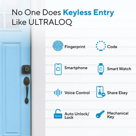 ULTRALOQ U-Bolt Pro fingerprint reader emphasizes quick, keyless entry.