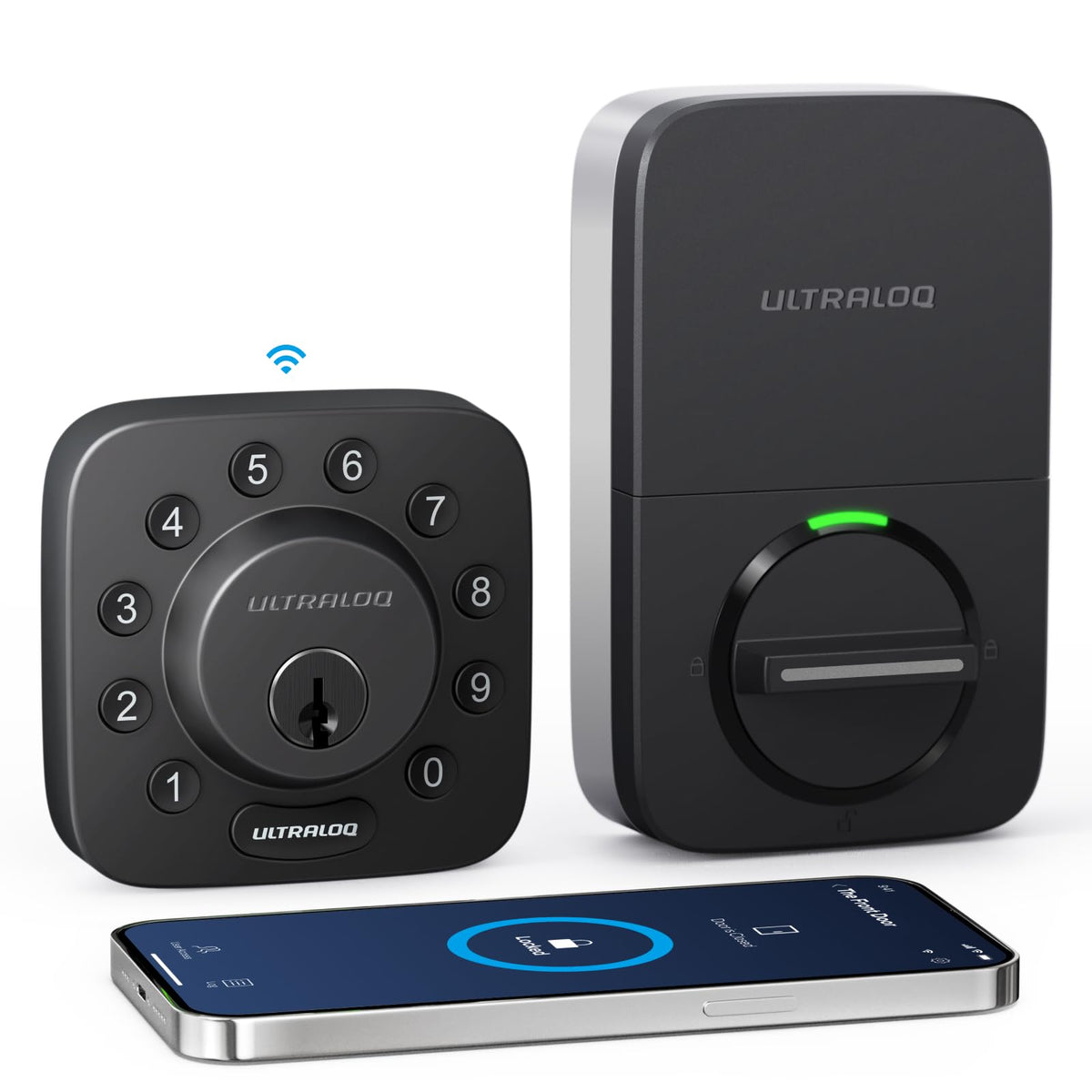 ULTRALOQ U-Bolt wifi lock on the front door offers keyless entry and convenience.